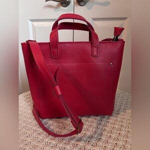 NWOT Portland Leather Mini Crossbody Tote, Red